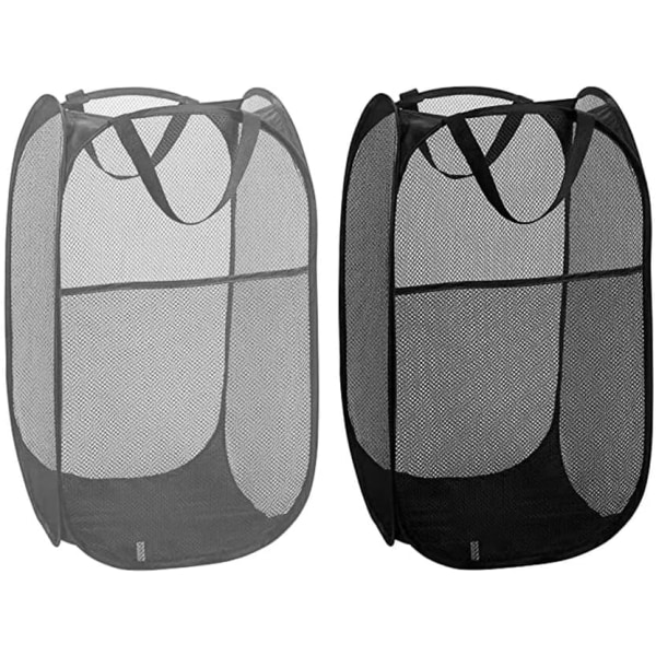 2-pack pop-up tvättkorg med förstärkt bärhandtag i vikbart mesh för barnrum, studentboende eller resor