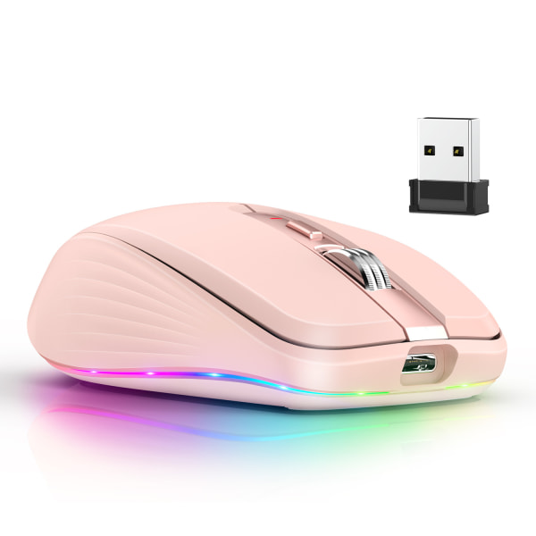 Gaming Mouse, RGB Ergonomic Mouse för Win OS X iOS Android, Rosa