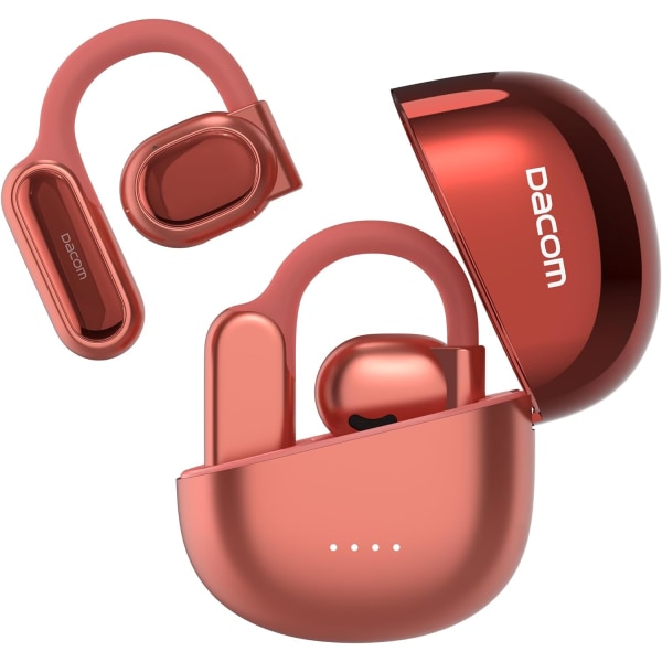 Bluetooth 5.3 sporthörlurar, ENC trådlösa öppna hörlurar, 45H Playtime Svetttäta sporthörlurar med 2 mikrofoner för cykling (orange)