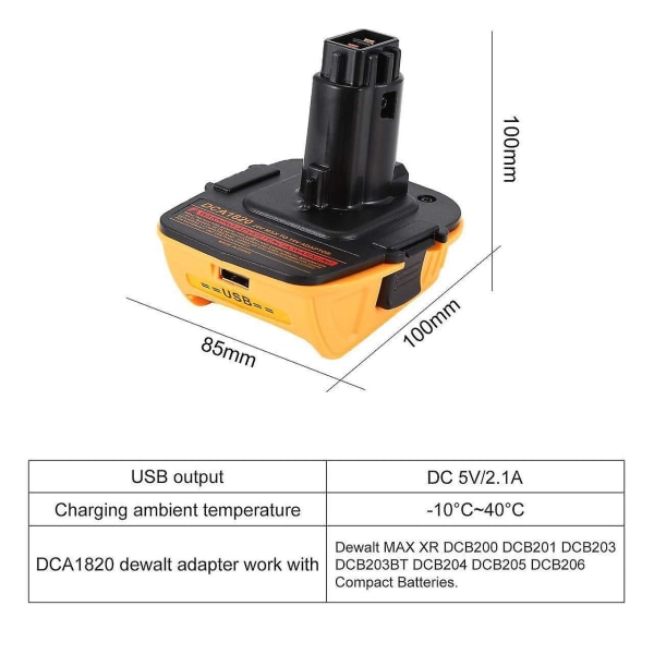 Dca1820 omvandlare Tillämplig Dewalt Dewei 18v 20v litiumnickel power med USB