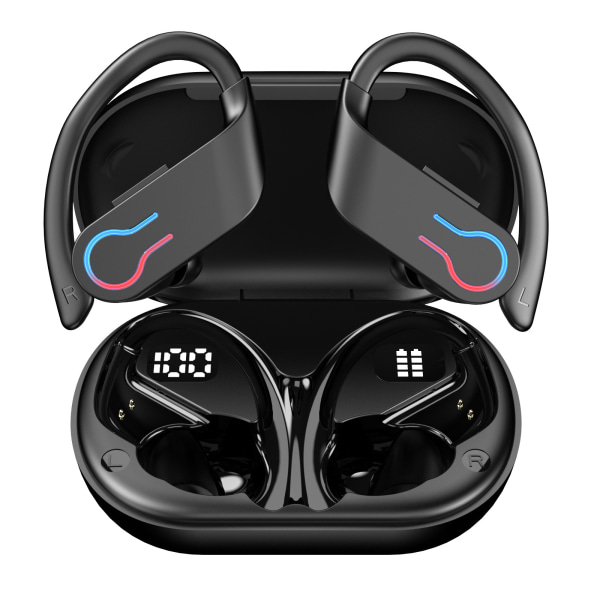 Trådlösa Bluetooth öronsnäckor 120H Playtime Bluetooth 5.3-öronsnäckor för sport, Hi-fi stereohörlurar med case för LED-skärm, Hörlurar för Runn