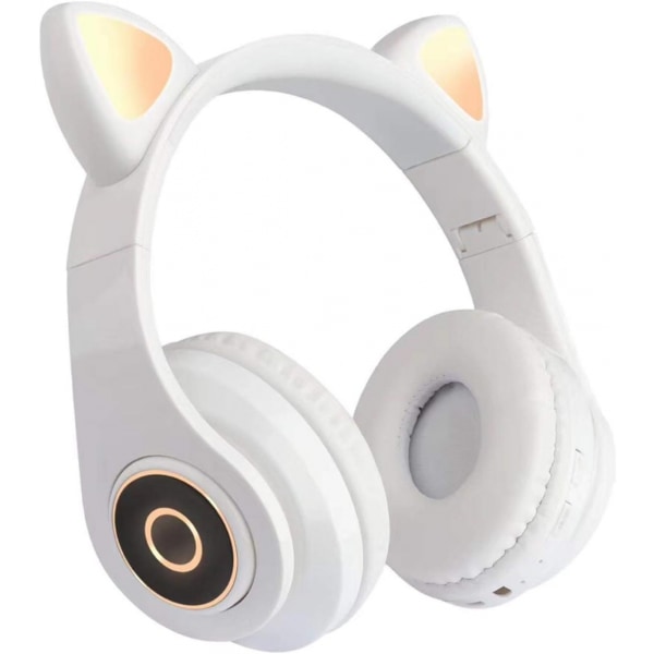 Söta kattöron Gaming Headset, blinkande LED-ljus Trådlösa hörlurar Musik Stereo Bluetooth 5.0