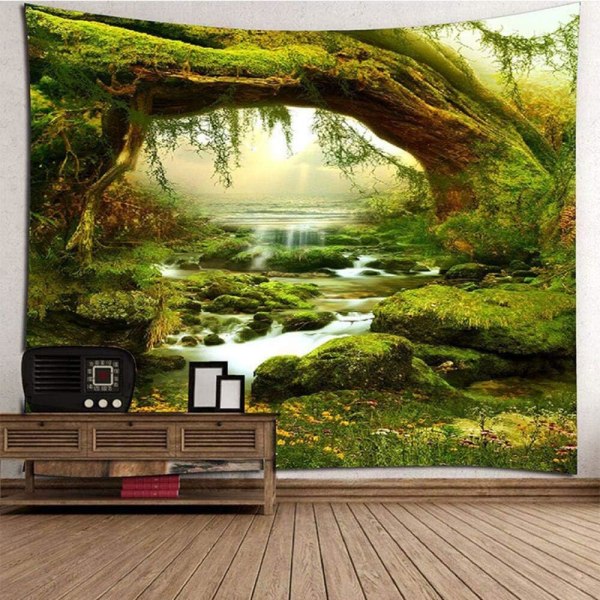 Psykedelisk väggtapet Ljusskog, solljus, bohemiskt landskap, djungel, väggdekor ,2000 x 1500 mm
