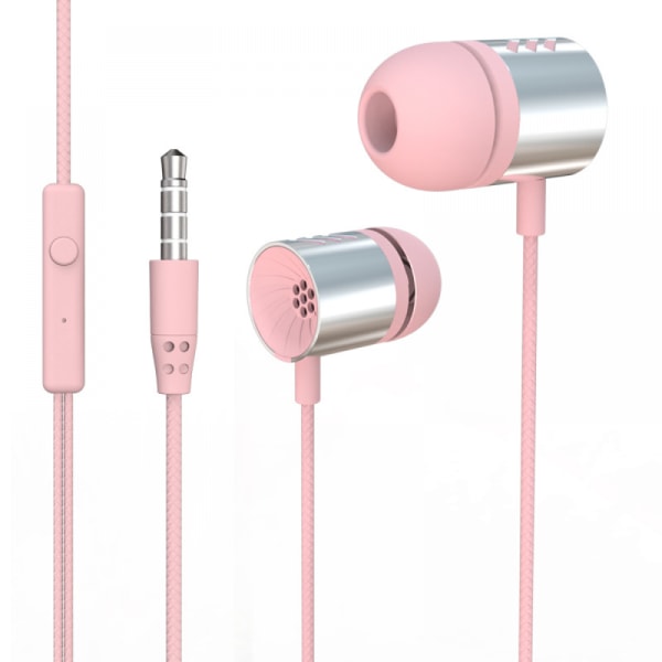 Hörlurar med kabel, söta hörlurar med mikrofon, hörlurar, 3,5 mm jack hörlurar för studenter, barn, kvinnor, män rosa