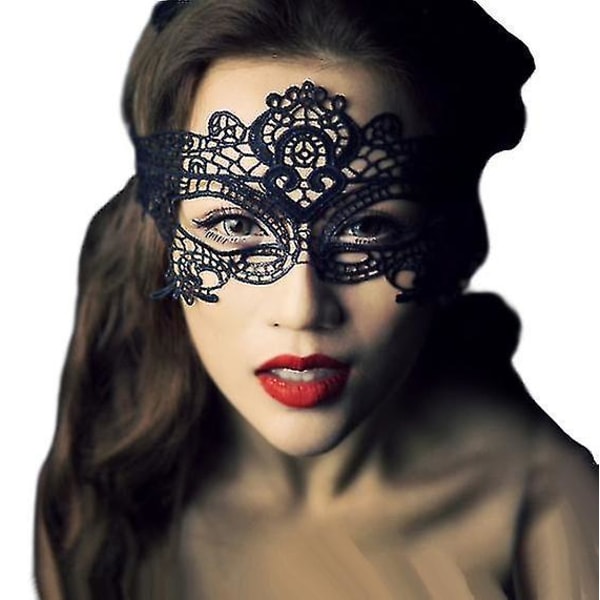 2-pack fantastisk svart venetiansk maskeradmask Eye Halloween Party Spets Finklänning