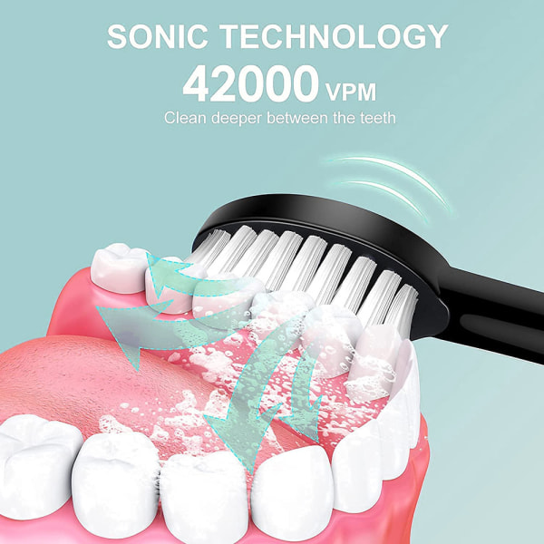 6-växlad Sonic elektrisk tandborste, USB uppladdningsbar mjuk borste Smart Home tandborste för vuxna, rosa