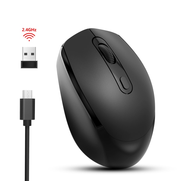 Mini trådlös Bluetooth -mus, knapp för bärbar Android surfplatta, svart