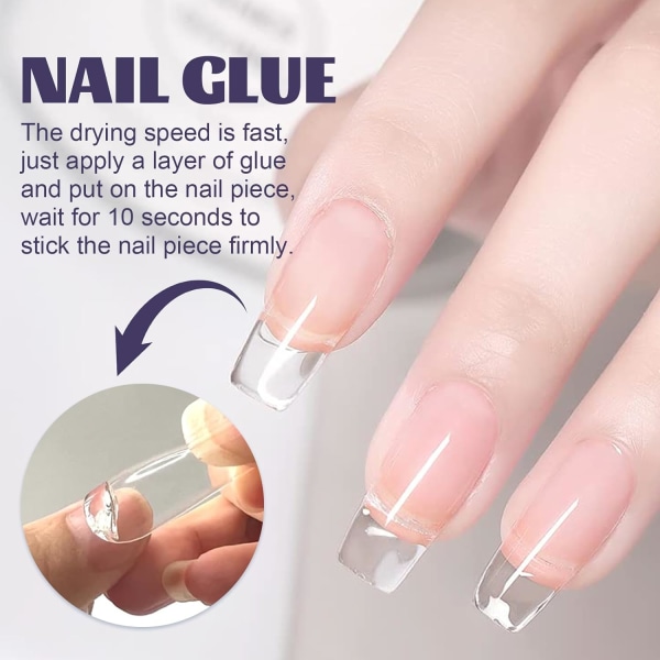 3st Nagellim, för nagelspetsar, akrylnaglar och pressning på naglar, snabbtorkande superlim för applicering av falska naglar, snabb nagelreparation, nagelvård & Enhan
