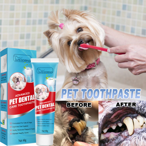 Hundtandkräm : Tandvård för hund och katt Tandkräm främjar fräsch andedräkt Tandborsningsrengörare Pet Breath Freshener Munvård Tandrengöringskit. Ta