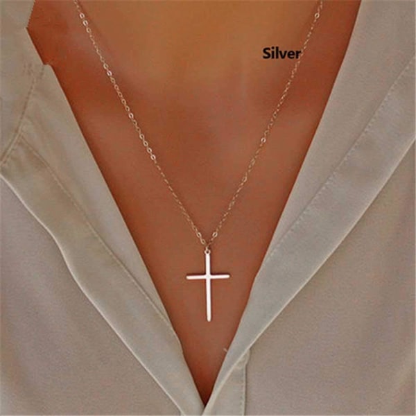 Fashionabla korshängande halsband Smyckeskedja för kvinnor och flickor (silver)