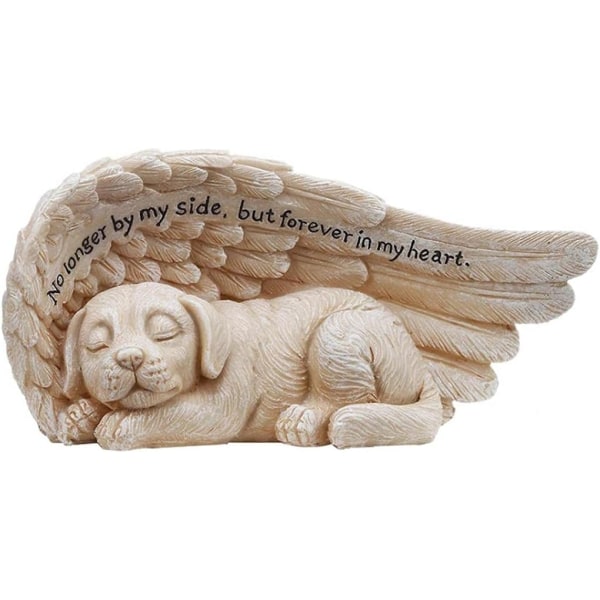 Djur Ängelstaty Husdjursminnesmärke Gravsten Hyllning Sovande hund i änglavingar Hartsskulptur Prydnad för trädgård Trädgårdsredskap