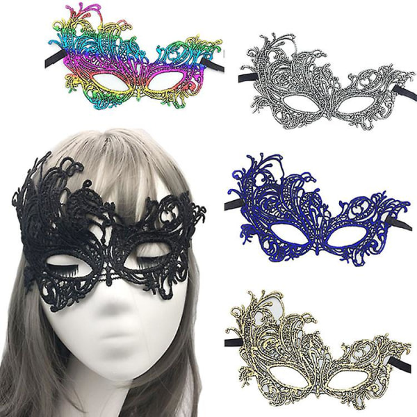 Kvinnor Spets Halv Ansiktsmask För Halloween Maskeradfest Karneval/påskdag Cosplay Mask blå