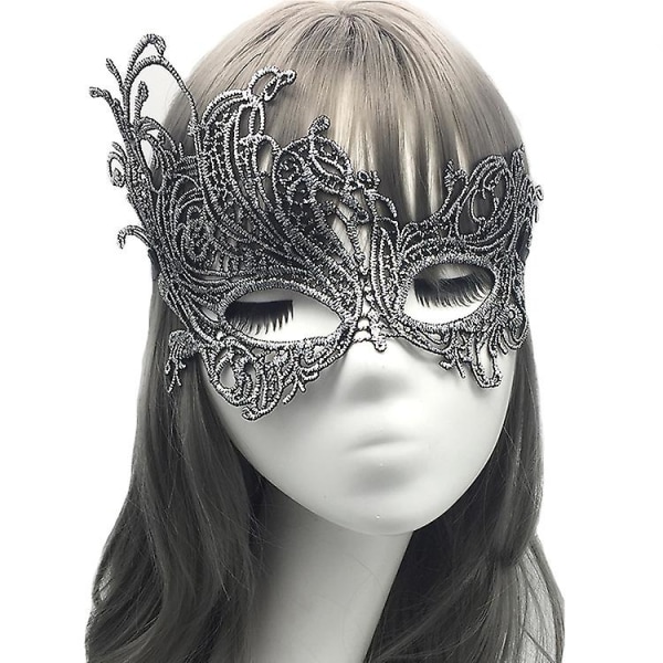 Kvinnor Spets Halv Ansiktsmask För Halloween Maskeradfest Karneval/påskdag Cosplay Mask blå