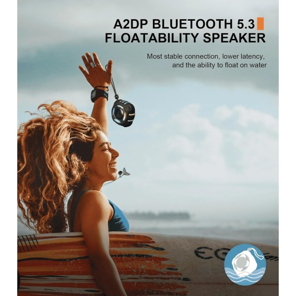 Duschhögtalare Bluetooth med IPX7 vattentät, trådlös högtalare med dynamiska ljus, TWS-läge, högt stereoljud, robust bas