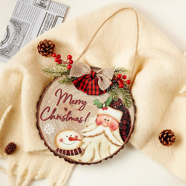 Hängplatta Trä Utbytbar Dekorativ Rustik Snygg Julgran Dekoration