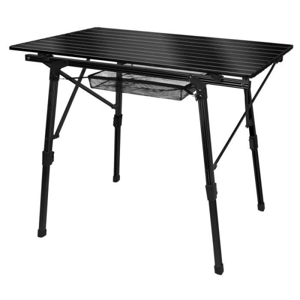 YRHOME Fällbart campingbord i aluminium - Höjdjusterbart hopfällbart bord för trädgård, campingbord svart