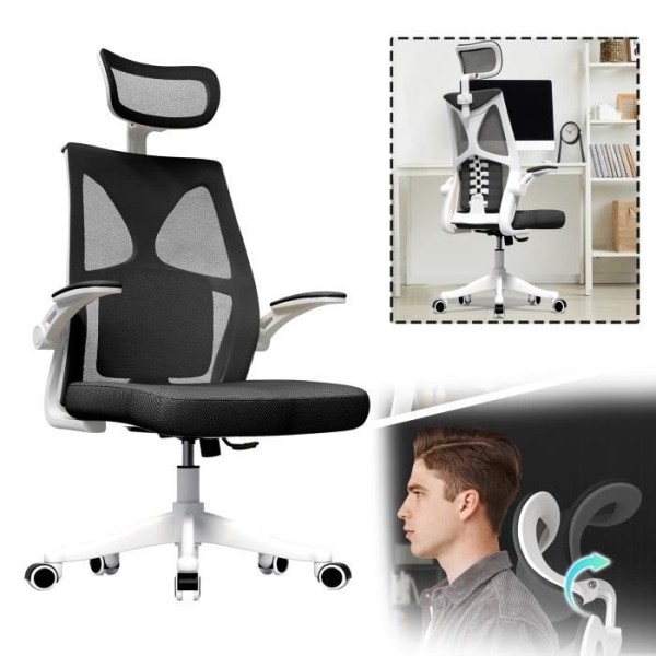YRHOME Svart Kontorsstol snurrstol ergonomisk kontorsstol kontorsstol nackstöd arbetsstol Max 160kg