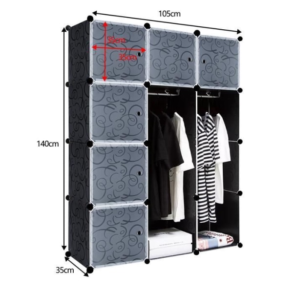 YRHOME Garderob garderob hyllsystem plug-in garderob plug-in hyllplan skåpsdörrar