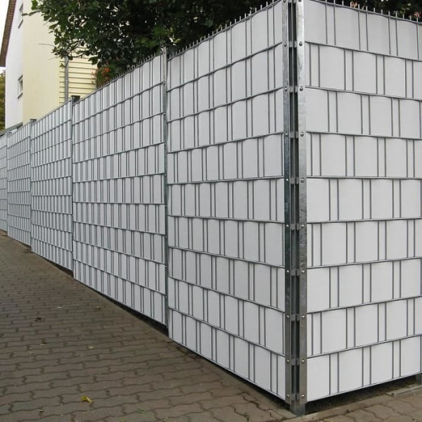 YRHOME 130 m rulle PVC-skyddsremsor, vindskärm, dubbelstångsmatta, staketfilm, grå