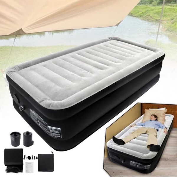 YRHOME Enkelsäng uppblåsbar säng lyxig självuppblåsbar campingmadrass med gästsäng pumpmadrass uppblåsbar madrass matela