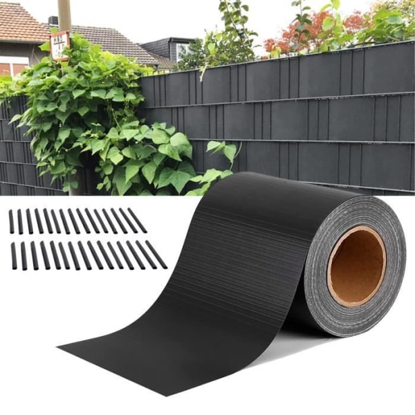 65M YRHOME PVC Privacy Strip Trädgårdsstaket - Vit - Antracit - 200 mm höjd