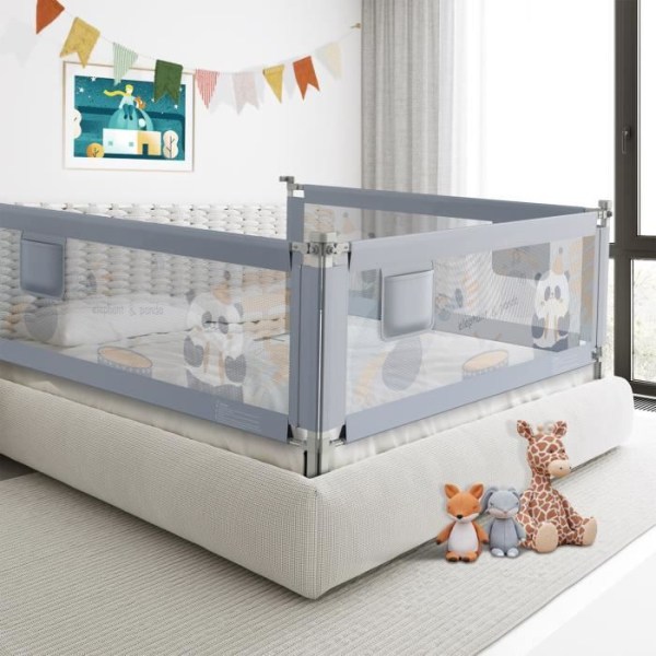 YRHOME 180cm barngaller säng fallskydd barnsäng säkerhetsgaller babysäng  skyddslåda Grå f926 | Fyndiq