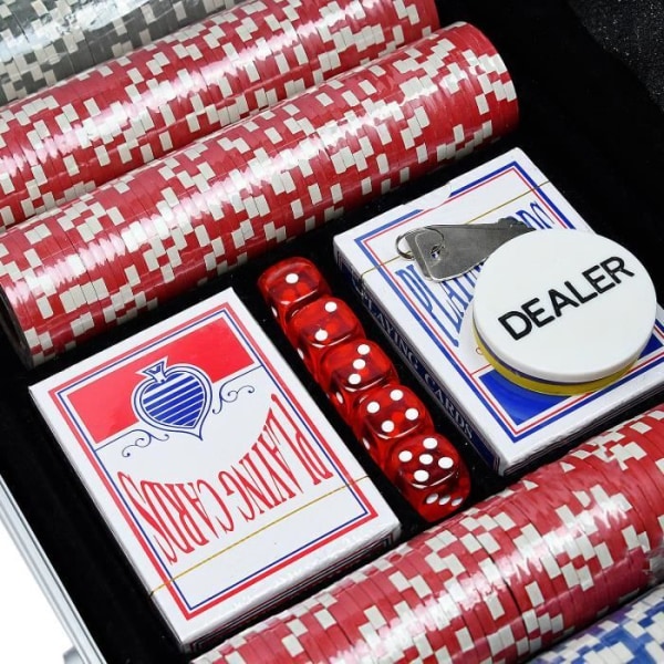 YRHOME pokerset - 500 marker - presentask i aluminium - Texas Hold'em, Blackjack, Roulette