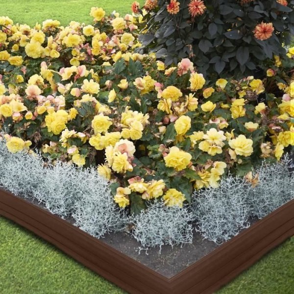 YRHOME Gräsmattkant 15m flexibel trädgårdsstaket blomsterrabattkant stabil klippare kant sängkant plast Brun