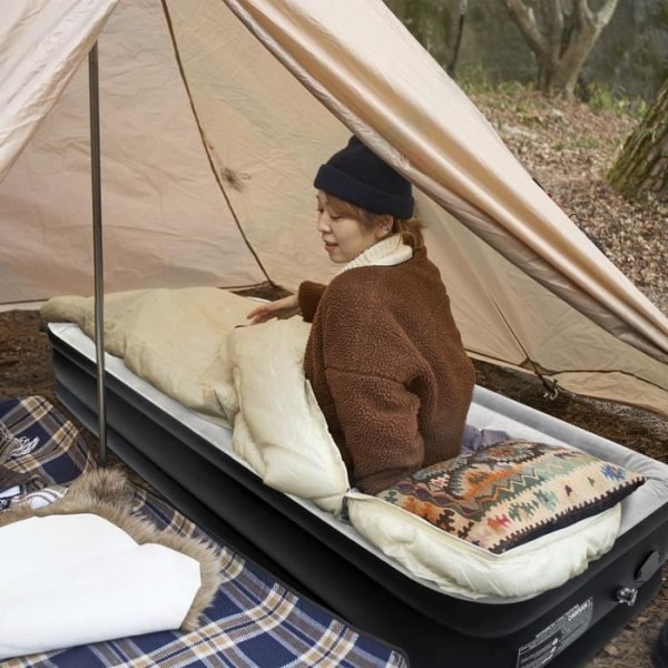 YRHOME Enkelsäng uppblåsbar säng lyxig självuppblåsbar campingmadrass med gästsäng pumpmadrass uppblåsbar madrass matela
