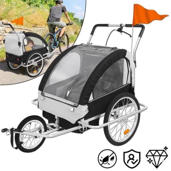 YRHOME 2-i-1 hopfällbar cykelvagn med barnstol och 40 kg kapacitet Transportera dina barn och laster enkelt