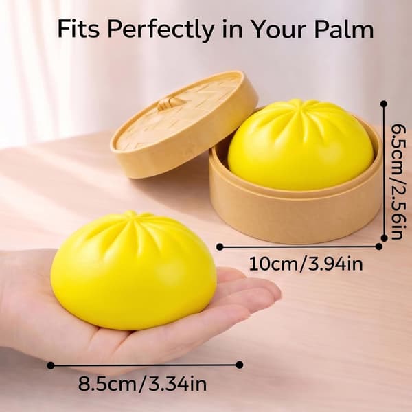 Dumpling Squishy, sødt blødt stressaflastende klemmelegetøj, sensorisk fidget-bold (gul) yellow