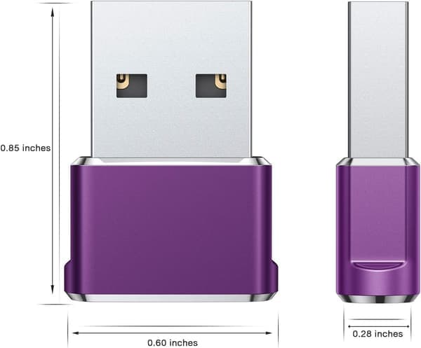 Lilla - 3-pak USB C hun til USB A han adapterkonverter C opladerkabel til Apple Watch 7 SE, iPhone 11 12 13 Pro Max Mini, 8