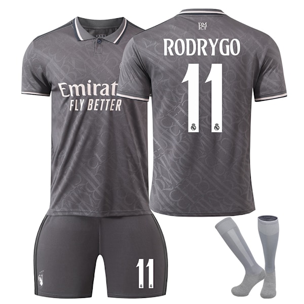 2425 Real Madrid andra bortatröja fotbollströja nr 7 Ronaldo, nr 5 Bellingham, nr 9 Mbappe och andra vuxna och barns fotbollströjeset No.11 RODRYGO XL