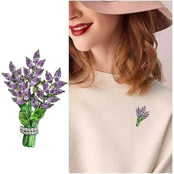 Lavendel Tulip Krystall Rhinestone Brosje for Kvinner, Elegant Blomst Slipsnål, Bryllup & Motesmykker