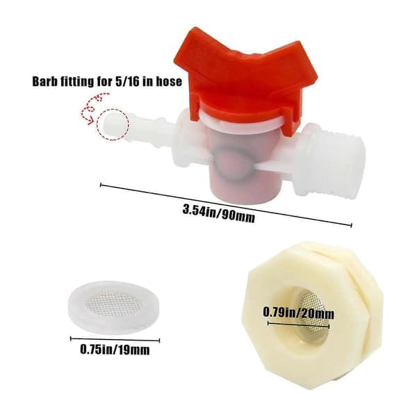 2 kanin vandspand stik kit Scoott genom uldent leveret kugleventil netbakke drikkesystem forbindelse til 5/16 \" ID slange