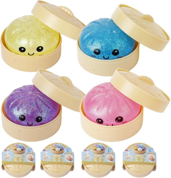 4 st Dumpling Squeeze Toy, Dumplings Squishy Flashing Dumpling Squishies Stressboll, Dumplings Squeeze Stress Ångestlindring för barn
