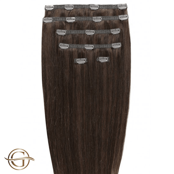 Gold24 Clip-on Hårforlengelser 4# Brun - 60 Cm
