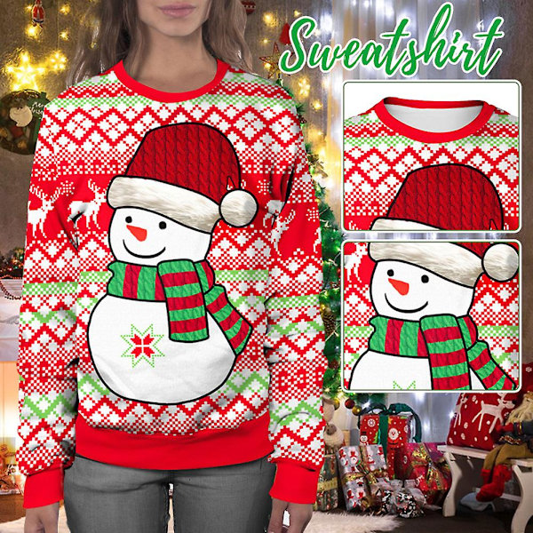 Moderiktig långärmad tomtetröja lös casual bekväm tröja unisex L