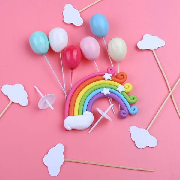 12-delt kakedekorasjonssett Regnbuesky kakedekorasjon Barn til bursdag babyshowerfest