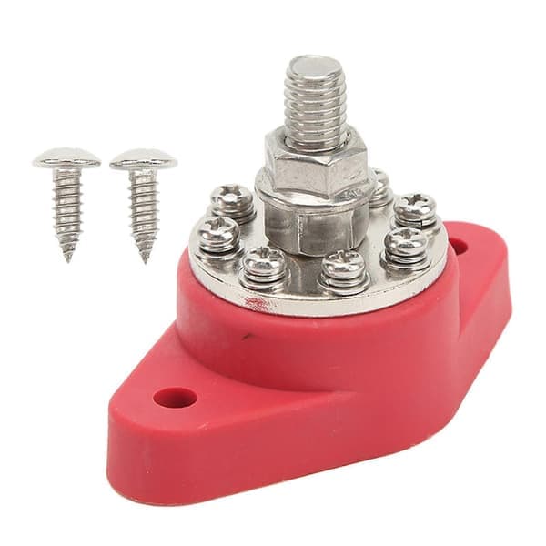 3/8 tommer Rød M10 Easy Stud Strømfordelingsterminal 12V 48V Batteritilslutningspunkt Kerneblok Stud til Biler Husbiler Køretøjer Lastbiler