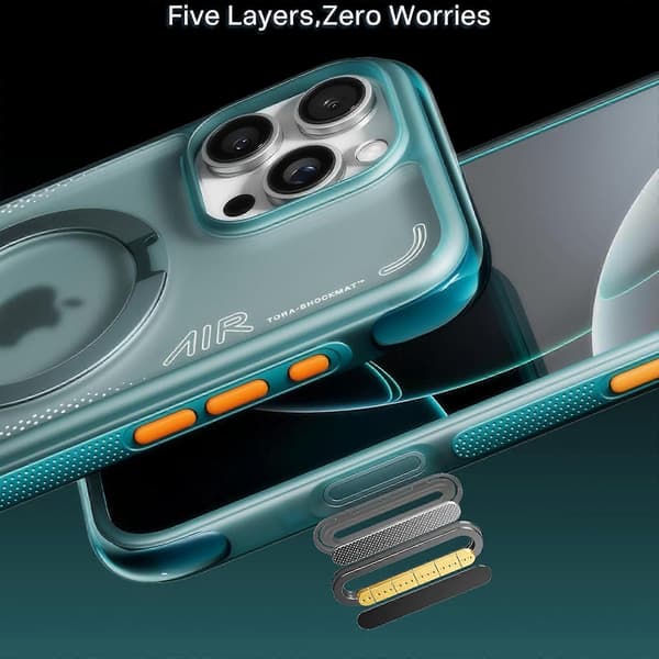 TKdaddy TORRAS Ostand Q3 Air Series iPhone 16 Pro Max Magnetisk Deksel - Stativ TPU+PC Bakdeksel, Blå