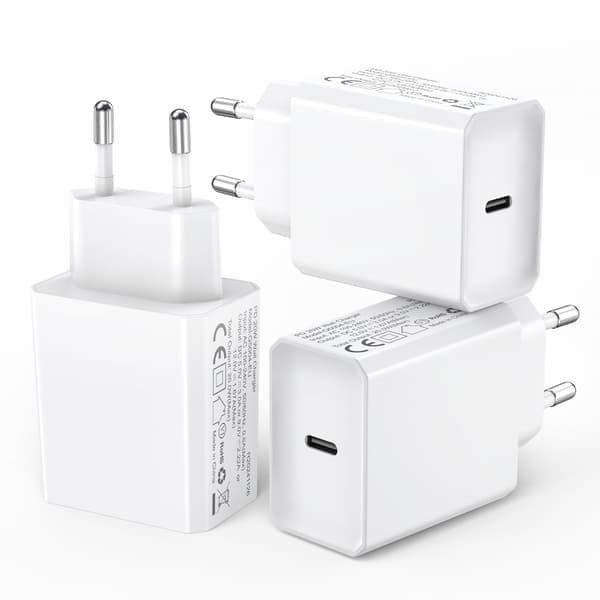 3-pak USB C-oplader til iPhone 16/15/14/13/12 Plus Pro Max Mini, AirPods iPad, Samsung Galaxy S24/23/22 iPhone USB C-oplader