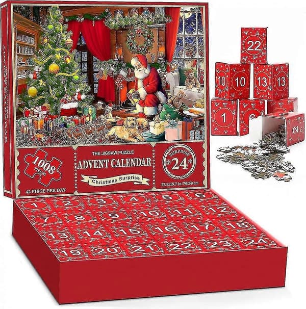Puzzle 24 Dage Nedtælling Til Jul - Blind Box Julekalender Puzzle Julegave