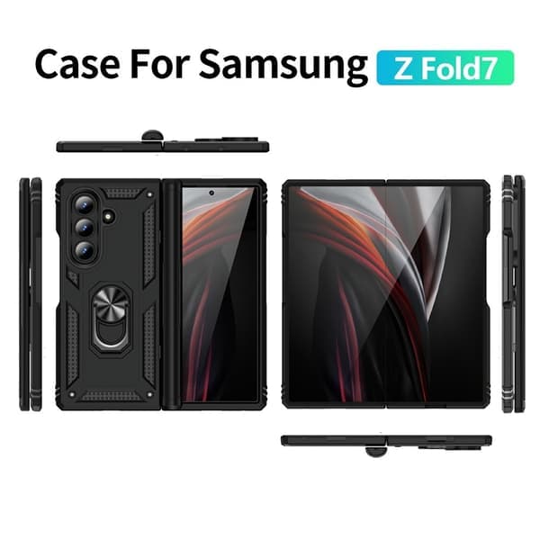 Samsung Z Fold7 Armor Metallring Skal - Musta Musta