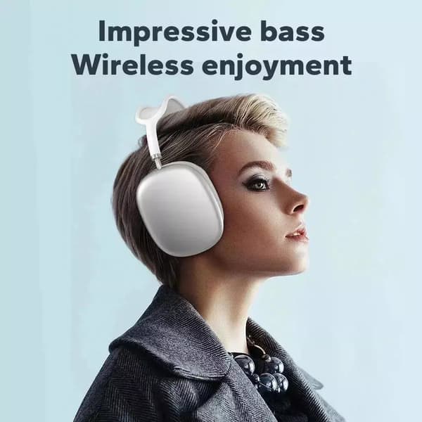 P9 Pro Max Støjreducerende hovedtelefoner – Bluetooth 5.3 trådløs mikrofon til iPhone og iPad, hvid farve