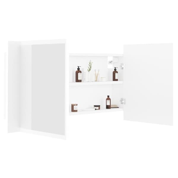 VidaXL Speilskap med LED hvit 90x12x45 cm akryl hvit