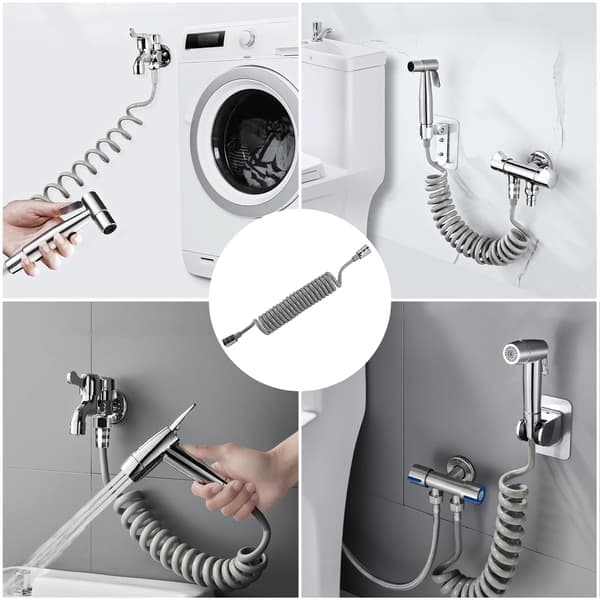 Teleskopisk dusjslange, baderom spiral fleksibel dusjslange for toalettblander, bidet spray, håndvaskblander - 3M (grå) Grå grey