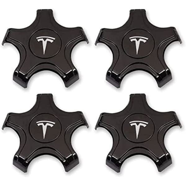 4-pak sorte og hvide Tesla Model 3 hjulkapsler til Aero H