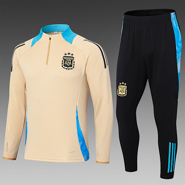 2425 Ny Argentina Bayern Portugal Lik Halv Glidelås Jakke Voksen Fotballuniform Sett Argentina / Earthy yellow L