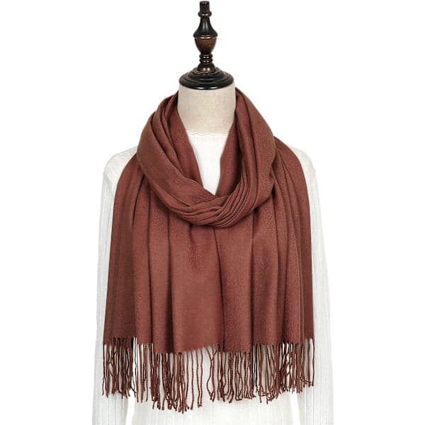 Pashmina-sjal og -skjerf for kvinner, bryllupssjal, vinter rødbrun Reddish Brown